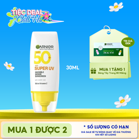 Serum Chống Nắng Garnier Mỏng Nhẹ Skin Naturals Super UV Invisible Serum Sunscreen SPF50+/PA++++