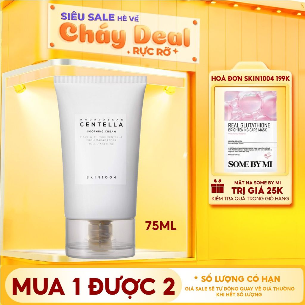 Kem Dưỡng Skin1004 Làm Dịu Da Chiết Xuất Rau Má Madagascar Centella Soothing Cream 75ml