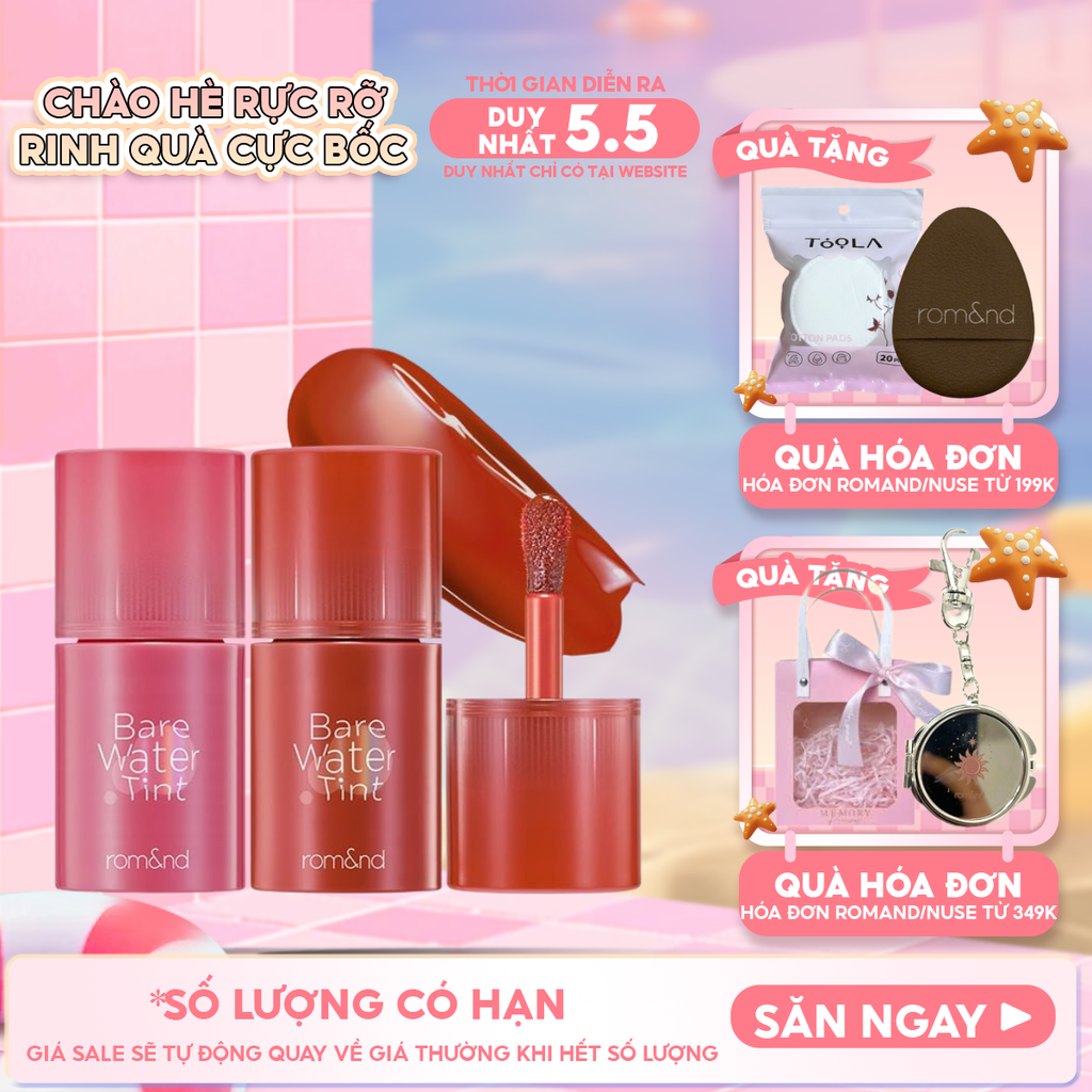 Son Tint Romand Lâu Trôi, Căng Mọng Bare Water Tint