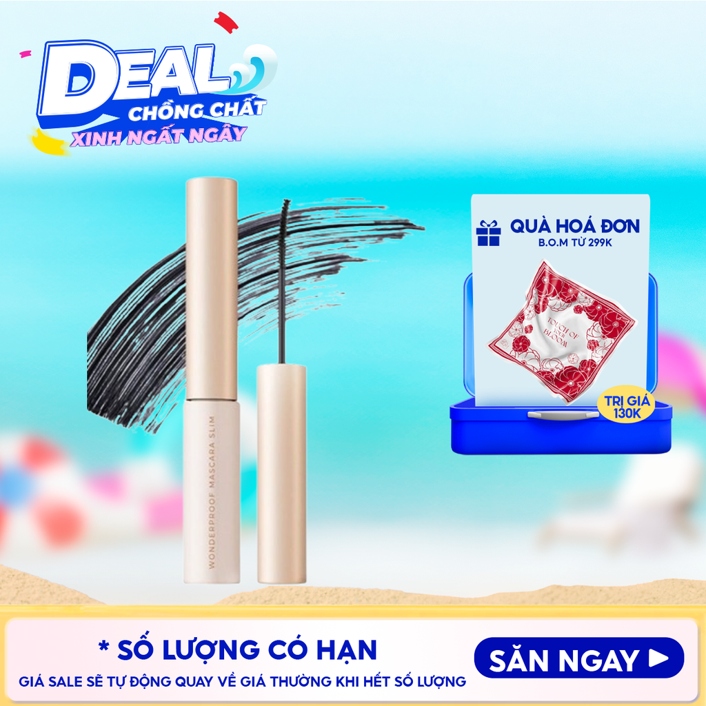 Mascara Chuốt Mi Đầu Cọ Mảnh B.O.M Wonderproof Mascara Slim 4.5g #01 Hyper Black