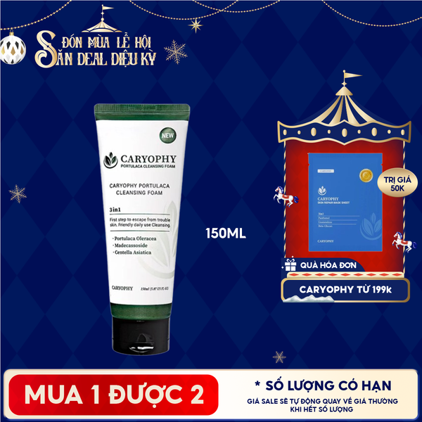  Sữa Rửa Mặt Caryophy Làm Sạch Sâu, Phục Hồi Da Portulaca Cleansing Foam 150ml 