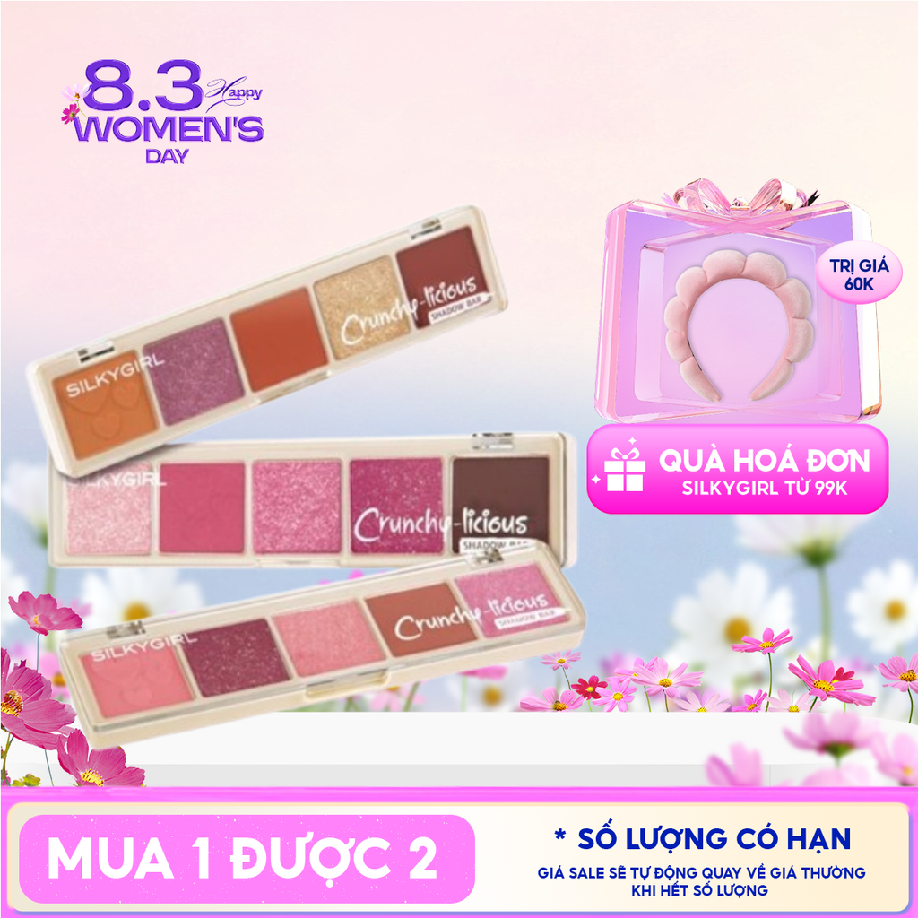 Bảng Phấn Mắt Silkygirl 5 Ô Màu Crunchy-Licious Shadow Bar 10g