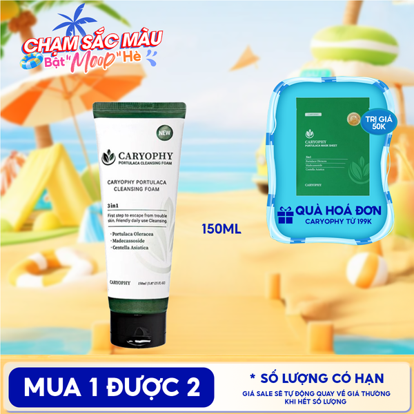  Sữa Rửa Mặt Caryophy Làm Sạch Sâu, Phục Hồi Da Portulaca Cleansing Foam 150ml 