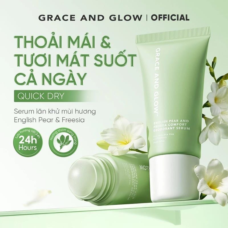 Lăn Khử Mùi Grace And Glow Dưỡng Sáng Da, Ngăn Ngừa Mồ Hôi Deodorant Serum 50ml