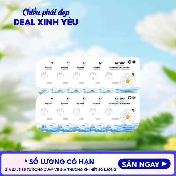  Combo 10 Miếng Mặt Nạ Keyshu Dưỡng Ẩm, Làm Mềm Da, Hỗ Trợ Ngừa Lão Hóa Bioessence Mask 30ml 