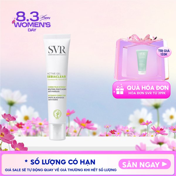  Kem Dưỡng SVR Kiểm Soát Dầu Nhờn, Cải Thiện Mụn & Mờ Thâm Sebiaclear Active Gel 40ml 
