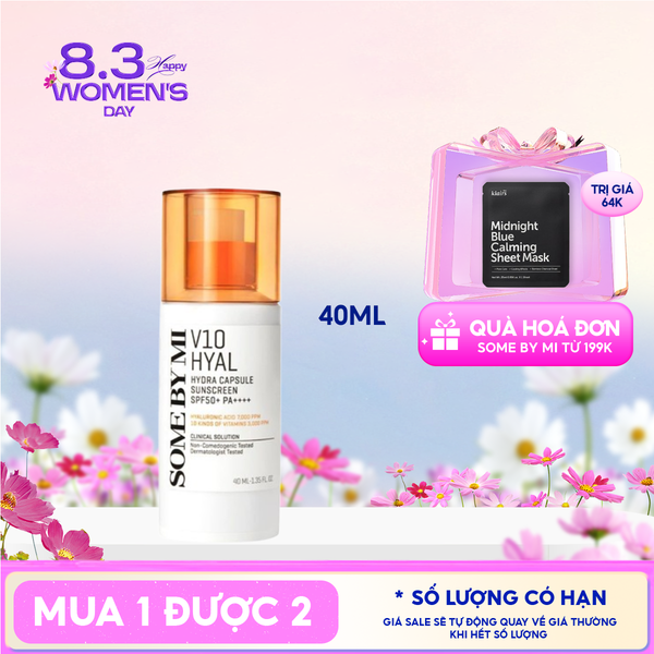  Kem Chống Nắng Some By Mi Dưỡng Ẩm, Làm Dịu Da V10 Hyal Hydra Capsule Suncreen SPF50+ PA++++ 40ml 