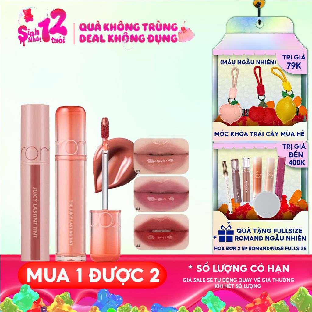 [Màu 1-39] Son Tint Lì Romand Căng Bóng The Juicy Lasting Tint