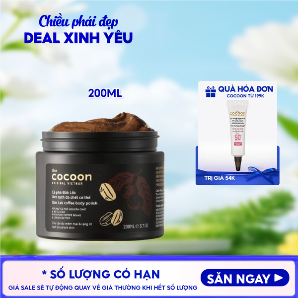  Tẩy Da Chết Body Cocoon Làm Đều Màu Da Và Dưỡng Mịn Da Chiết Xuất Cà Phê Dak Lak, Đường Thốt Nốt An Giang Body Polish 