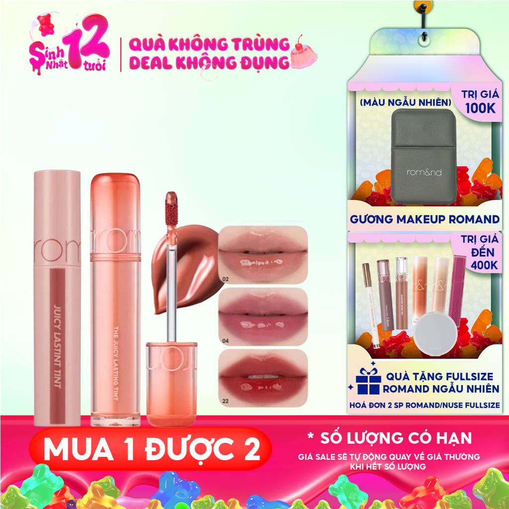 [Màu 1-39] Son Tint Lì Romand Căng Bóng The Juicy Lasting Tint