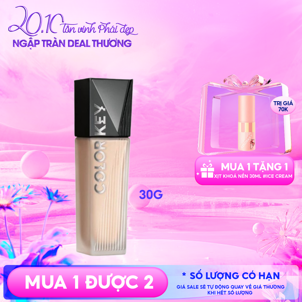 Kem Nền Colorkey Mỏng Nhẹ, Lâu Trôi, Dành Cho Da Dầu Long Lasting Flawless Liquid Foundation 30g