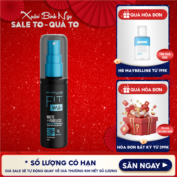  Xịt Khóa Nền Maybelline Cố Định Trang Điểm Kiềm Dầu, Mịn Lì Fit Me Matte Poreless Setting Spray 60ml 