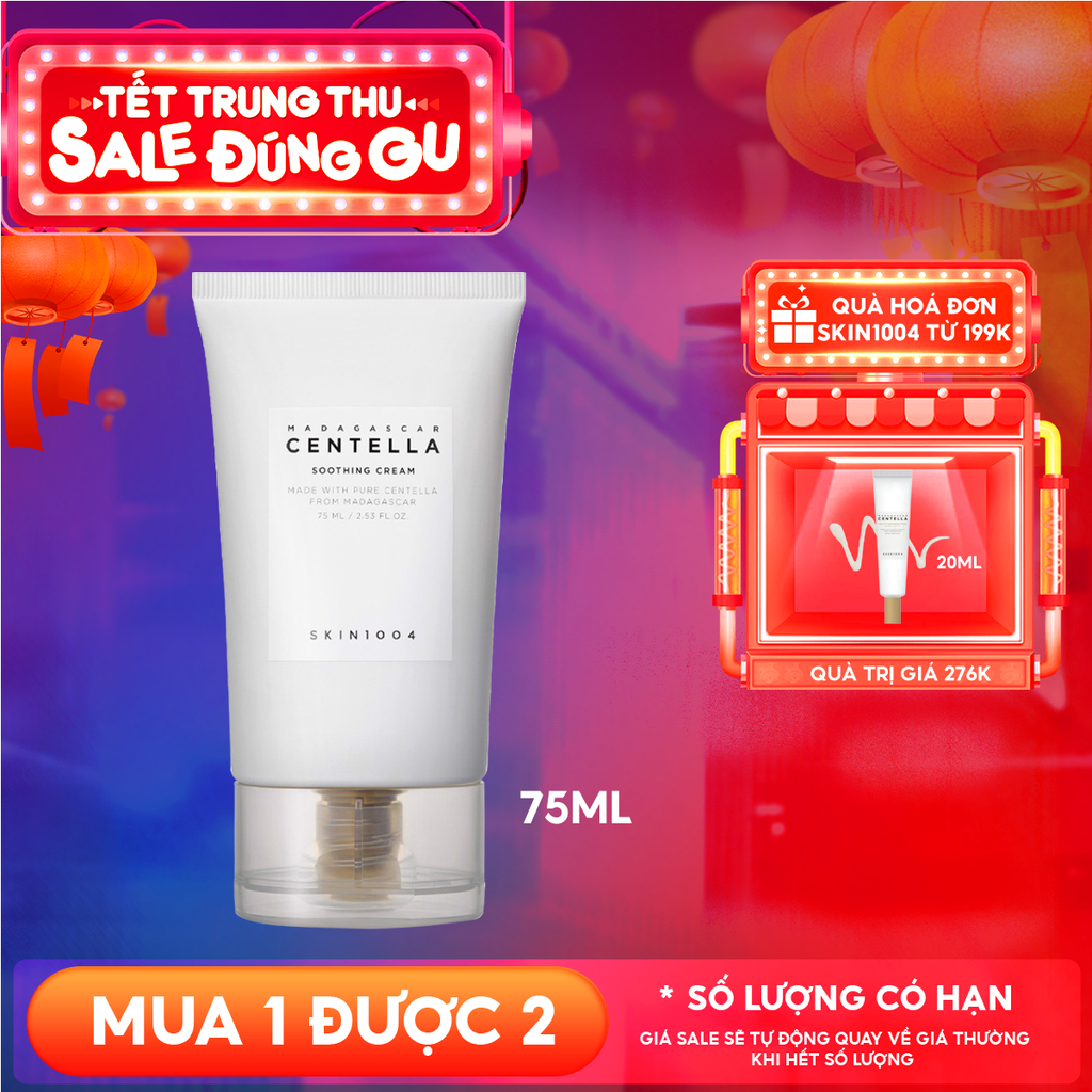 Kem Dưỡng Skin1004 Làm Dịu Da Chiết Xuất Rau Má Madagascar Centella Soothing Cream 75ml