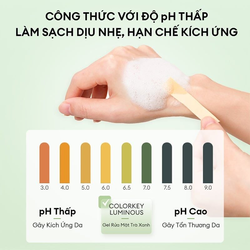 Gel Rửa Mặt Colorkey Trà Xanh Luminous Green Tea Purifying Gel Cleanser 100g