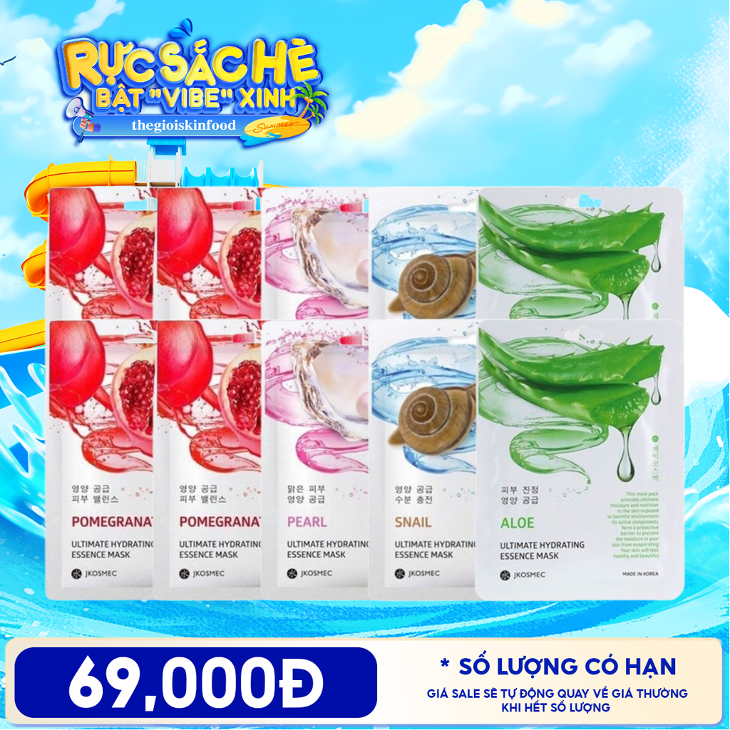 Combo 10 Mask: Mặt Nạ Jkosmec Tinh Chất Cấp Ẩm Chuyên Sâu Ultimate Hydrating Essence Mask 25ml (10 miếng ngẫu nhiên)