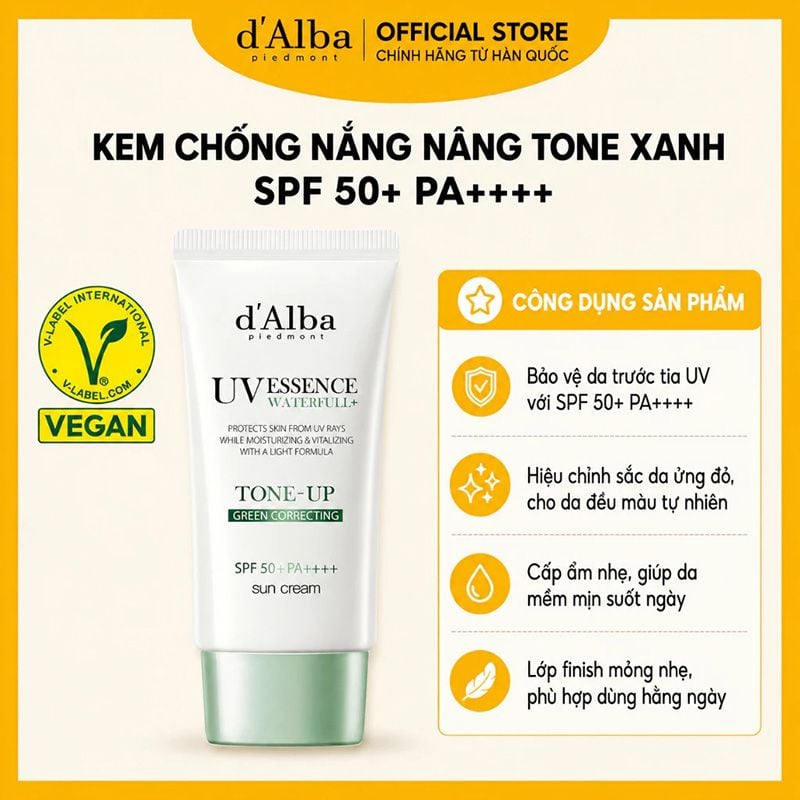 Kem Chống Nắng Nâng Tông D'Alba Waterfull Tone-Up Sun Cream 50ml