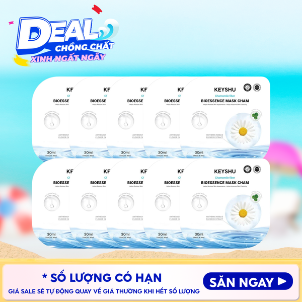  Combo 10 Miếng Mặt Nạ Keyshu Dưỡng Ẩm, Làm Mềm Da, Hỗ Trợ Ngừa Lão Hóa Bioessence Mask 30ml 