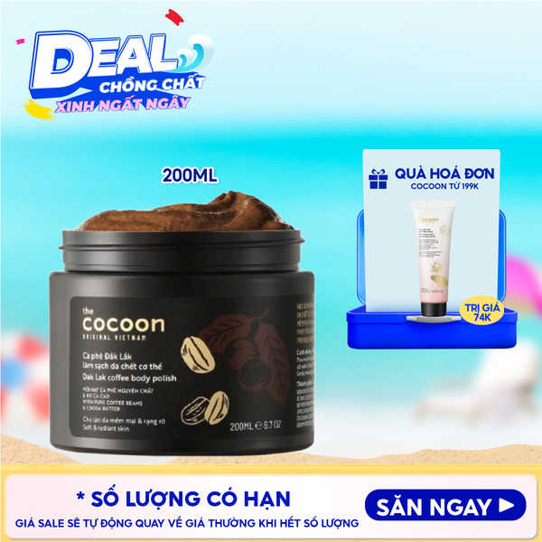  Tẩy Da Chết Body Cocoon Làm Đều Màu Da Và Dưỡng Mịn Da Chiết Xuất Cà Phê Dak Lak, Đường Thốt Nốt An Giang Body Polish 