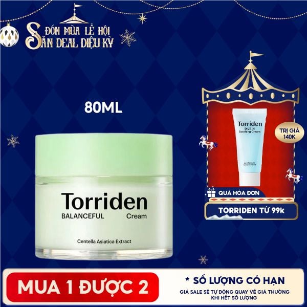  Kem Dưỡng Torriden Cấp Ẩm, Làm Dịu Da Chiết Xuất Rau Má Balanceful Cica Cream 80ml 