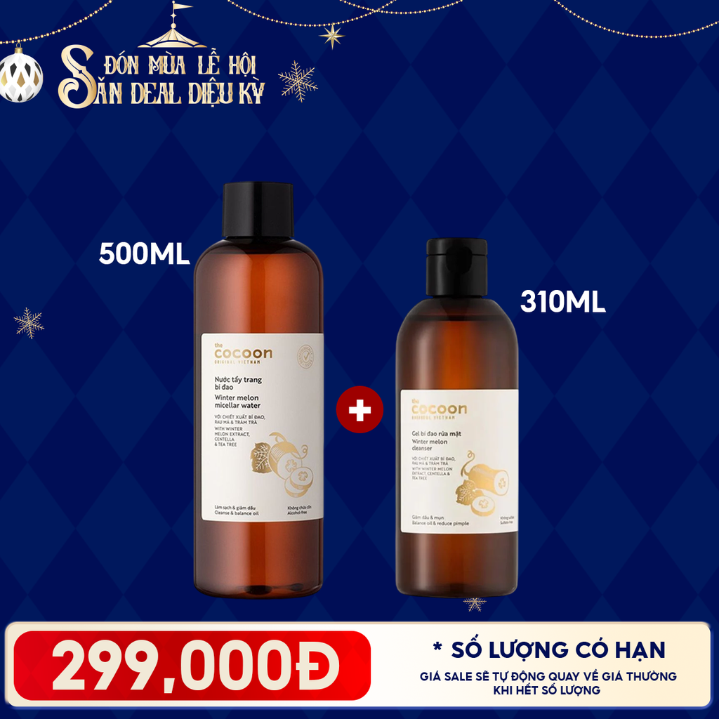 Nước Tẩy Trang Cocoon Bí Đao Thuần Chay Làm Sạch Dịu Nhẹ Winter Melon Micellar Water