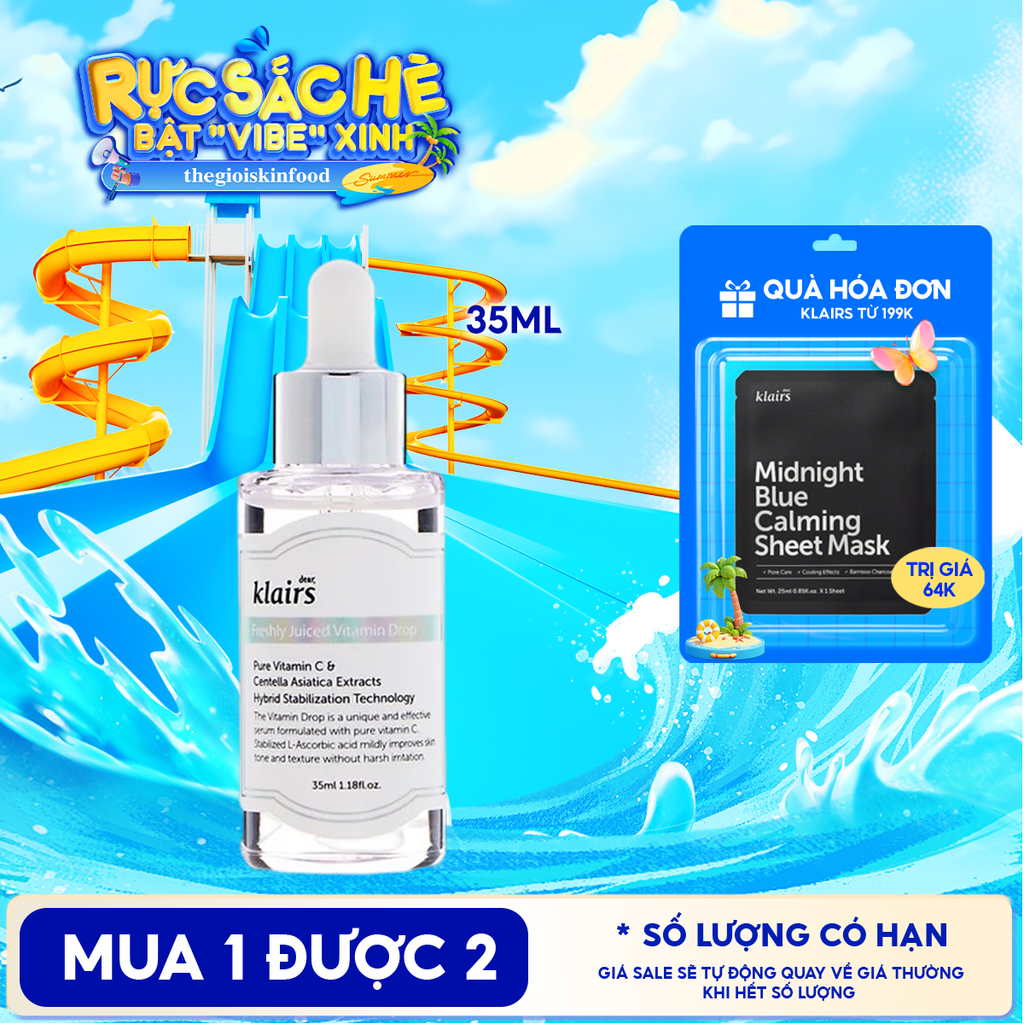 Serum Klairs Vitamin C Hỗ Trợ Dưỡng Sáng, Mờ Thâm Nám Dành Cho Da Dễ Kích Ứng Freshly Juiced Vitamin Drop 35ml