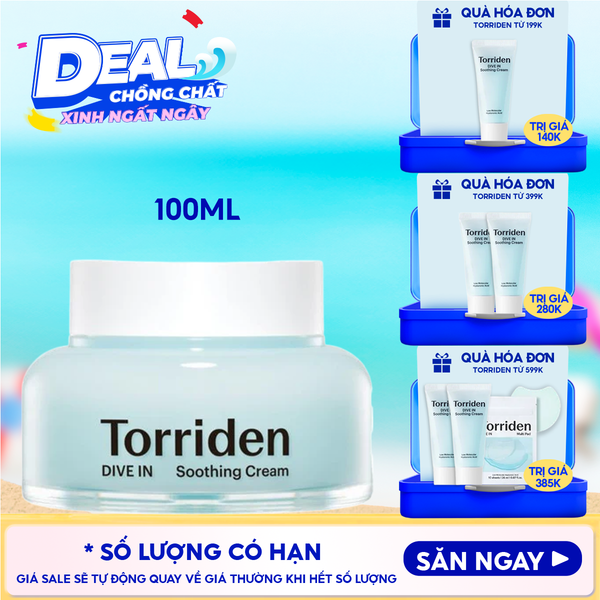 Kem Dưỡng Torriden Làm Dịu, Dưỡng Ẩm, Căng Mịn Da Dive In Soothing Cream 100ml 