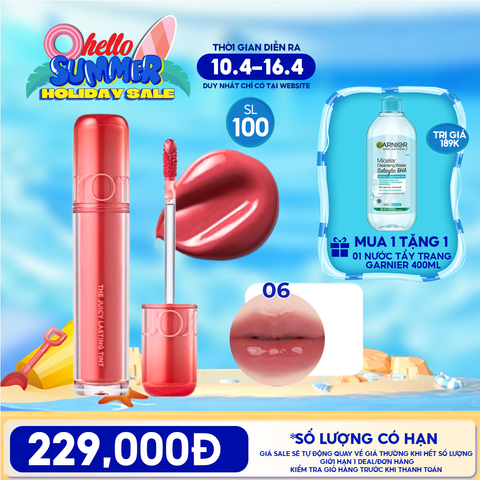 [ĐỘC QUYỀN - MUA 1 TẶNG 1] Son Tint Lì Romand Căng Bóng The Juicy Lasting Tint 06 TẶNG 1 Nước Tẩy Trang 400ML