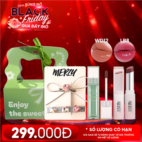 Combo Quà Tặng 20/11: Son Tint Bóng Merzy The Watery Dew Tint + Son Dưỡng Ẩm Merzy Siren Melting Color Lip Balm + Kẹp Tóc Merzy + Túi Quà
