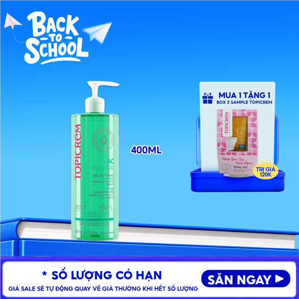  Sữa Rửa Mặt Dạng Gel Topicrem Dành Cho Da Dầu, Hỗn Hợp AC Control Purifying Cleansing Gel 