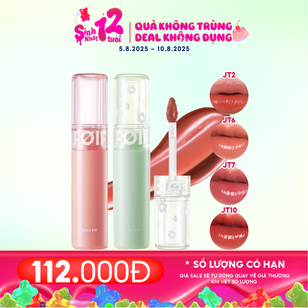 Son Tint Bóng FOIF Thuần Chay, Ẩm Mọng, Bền Màu Juicy Fit Tint
