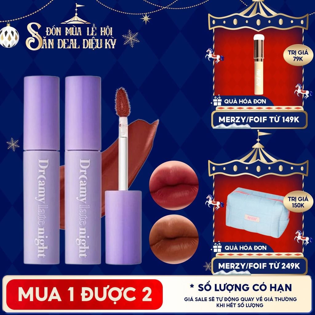 [Màu 13-17] Son Kem Lì, Mịn Mượt Nhẹ Môi Merzy Dreamy Late Night Mellow Tint 4g