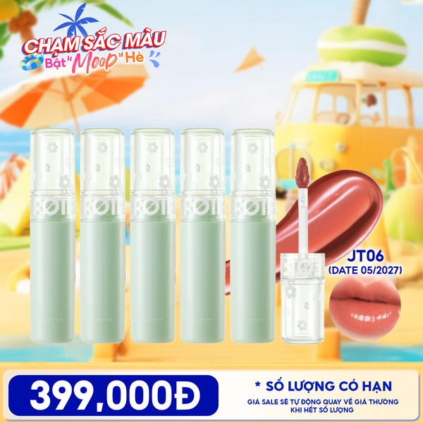  [PACK TIẾT KIỆM 13%] 5 Son Tint Bóng FOIF Thuần Chay, Ẩm Mọng, Bền Màu Juicy Fit Tint (date 05/2027) 