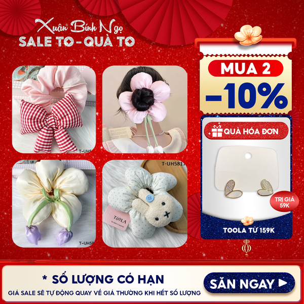  [NHẬP KHẨU] Dây Cột Tóc Scrunchies Có Kiểu Dáng Đáng Yêu, Hoa Tulip, Nơ TOOLA 