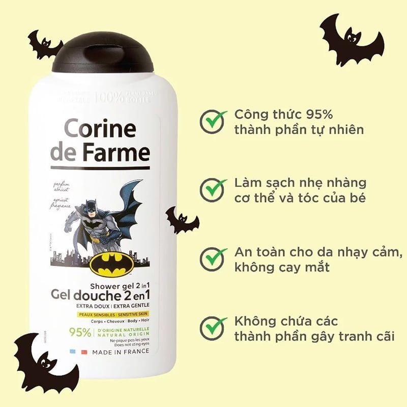 Sữa Tắm Và Gội Cho Bé Corine de Farme Shower Gel 2in1
