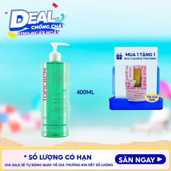  Sữa Rửa Mặt Dạng Gel Topicrem Dành Cho Da Dầu, Hỗn Hợp AC Control Purifying Cleansing Gel 