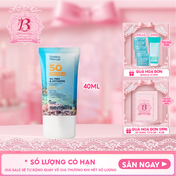  Gel Chống Nắng Sensilis Kiềm Dầu Matt Gel 50 Invisible SPF50 40ml 