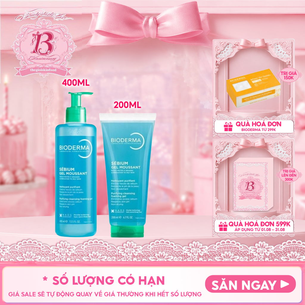 Gel Rửa Mặt Bioderma Ngăn Ngừa Mụn Cho Da Dầu Sebium Gel Moussant