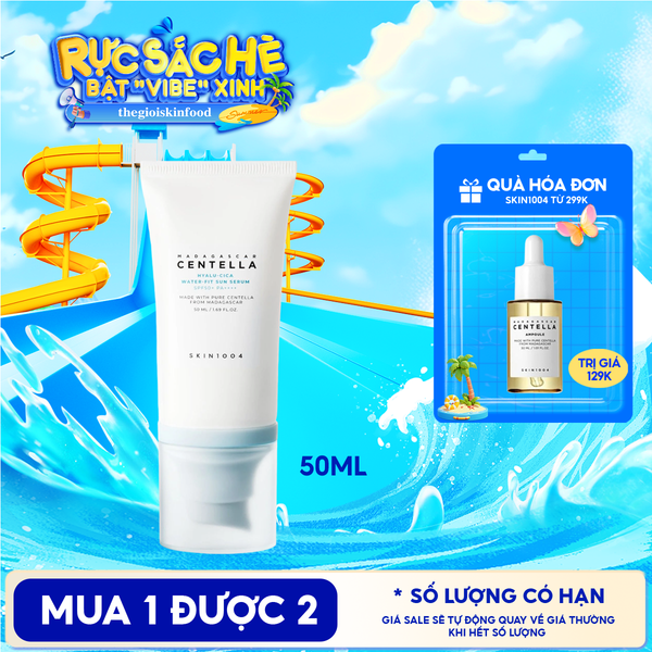  Tinh Chất Chống Nắng Skin1004 Cấp Ẩm, Làm Dịu, Bảo Vệ Làn Da Madagascar Centella Hyalu-Cica Water Fit Sun Serum SPF50+ PA++++ 50ml 