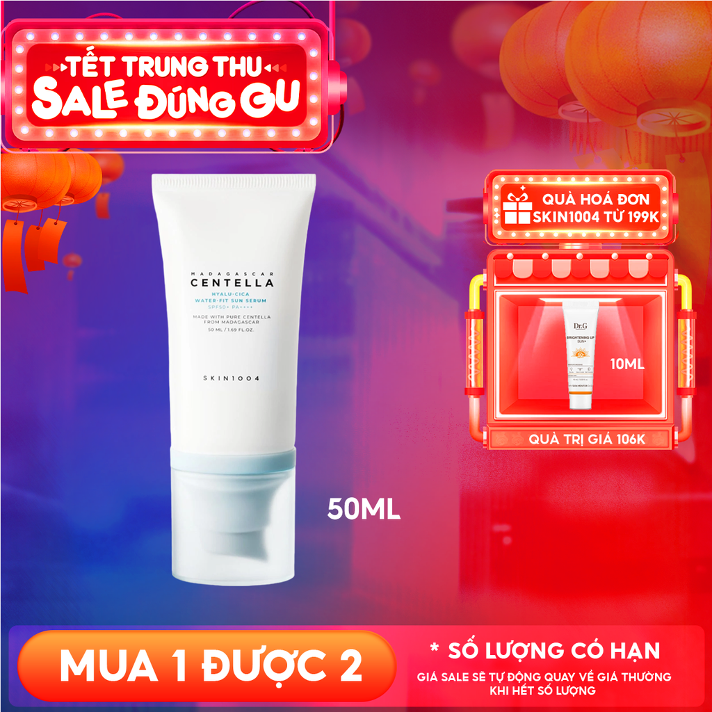 Tinh Chất Chống Nắng Skin1004 Cấp Ẩm, Làm Dịu, Bảo Vệ Làn Da Madagascar Centella Hyalu-Cica Water Fit Sun Serum SPF50+ PA++++ 50ml