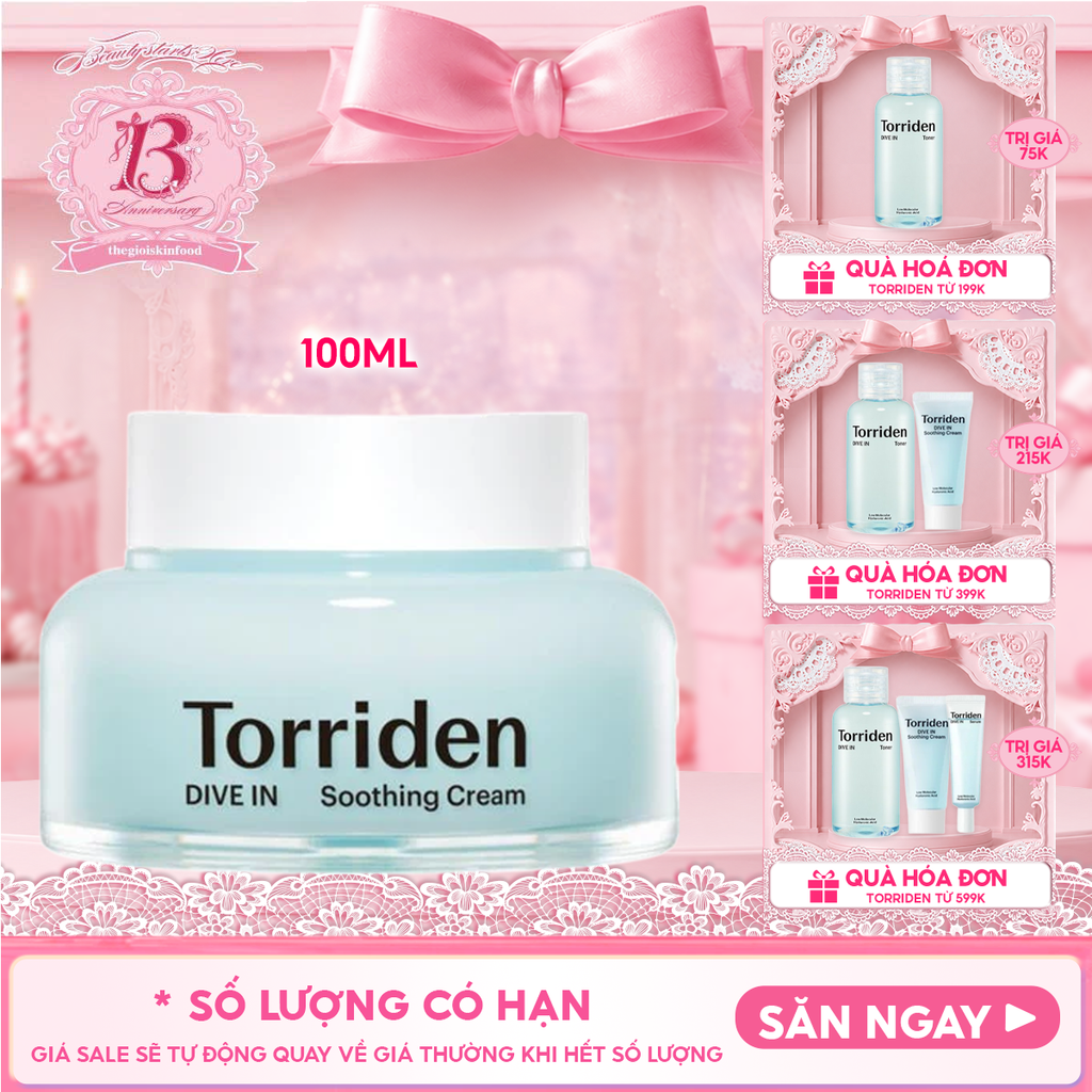 Kem Dưỡng Torriden Làm Dịu, Dưỡng Ẩm, Căng Mịn Da Dive In Soothing Cream 100ml