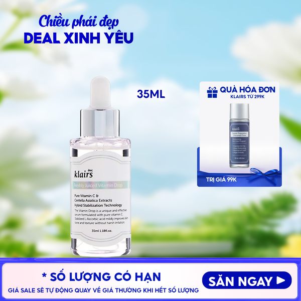  Serum Klairs Vitamin C Hỗ Trợ Dưỡng Sáng, Mờ Thâm Nám Dành Cho Da Dễ Kích Ứng Freshly Juiced Vitamin Drop 35ml 