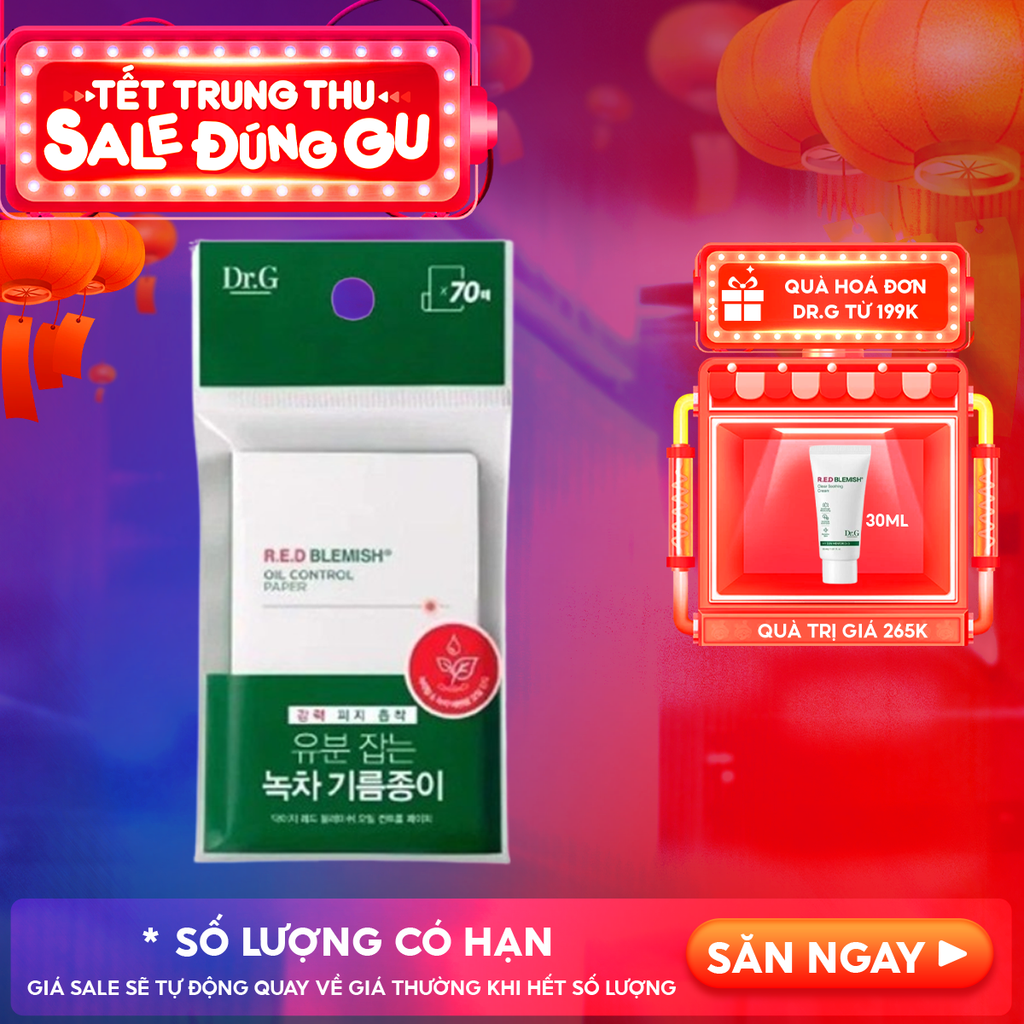 [70 tờ] Giấy Thấm Dầu Dr.G Hỗ Trợ Kiểm Soát Dầu Nhờn Dành Cho Da Nhạy Cảm R.E.D Blemish Oil Control Paper