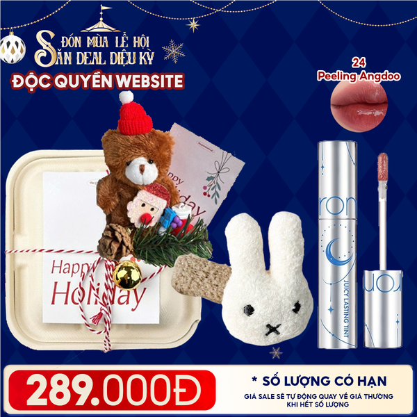  Hộp Quà Giáng Sinh: Son Romand + Kẹp Tóc Ngẫu Nhiên + Set Quà Gấu + Hộp Bã Mía 