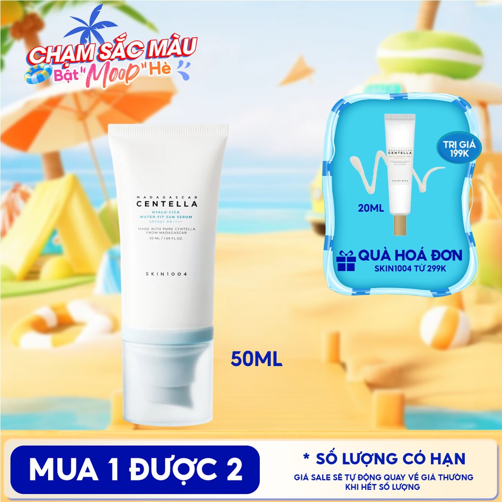 Tinh Chất Chống Nắng Skin1004 Cấp Ẩm, Làm Dịu, Bảo Vệ Làn Da Madagascar Centella Hyalu-Cica Water Fit Sun Serum SPF50+ PA++++ 50ml