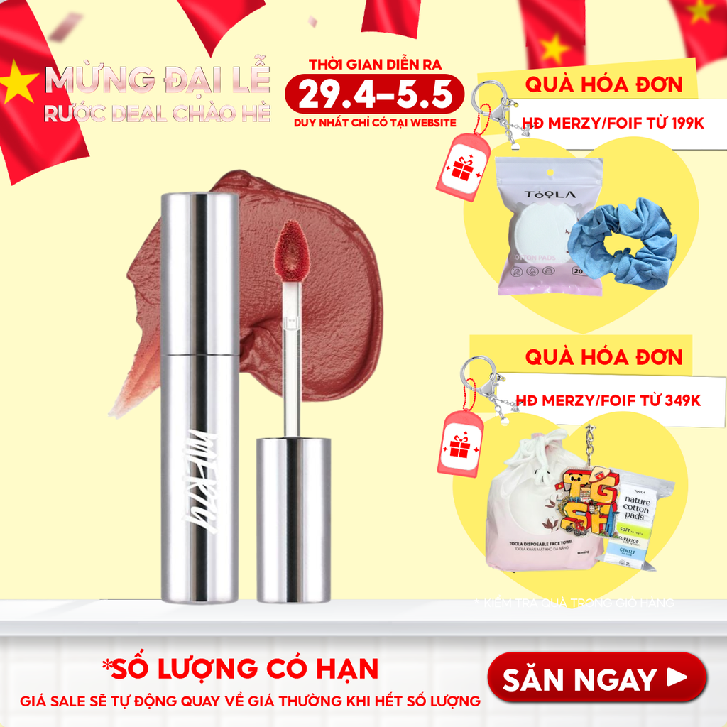 [Merzy Glam Vỏ Bạc] Son Kem Lì Mềm Mịn, Lâu Trôi Merzy The Glam Mellow Tint 4g
