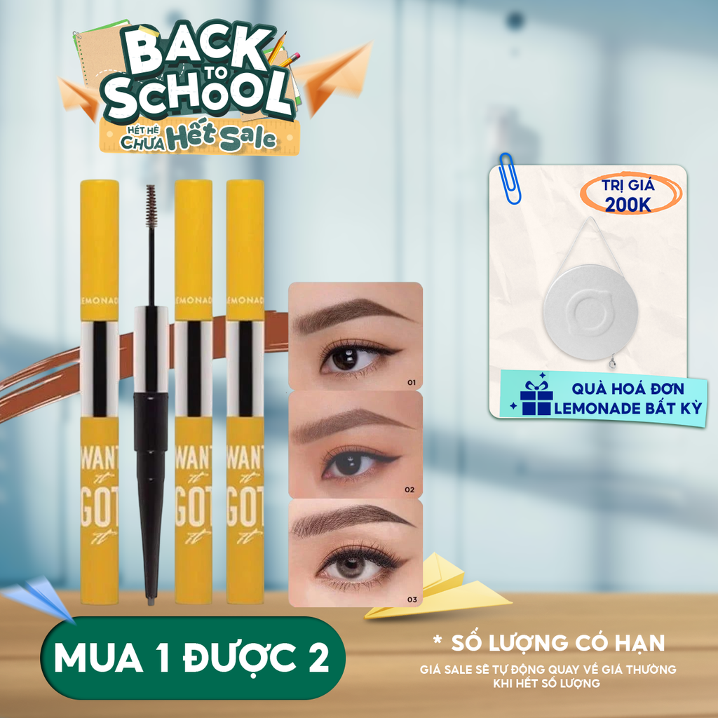 Chì Kẻ Mày Hai Đầu Lemonade Tiện Lợi Cho Lông Mày Hoàn Hảo Want It Got It Dual Eyebrow
