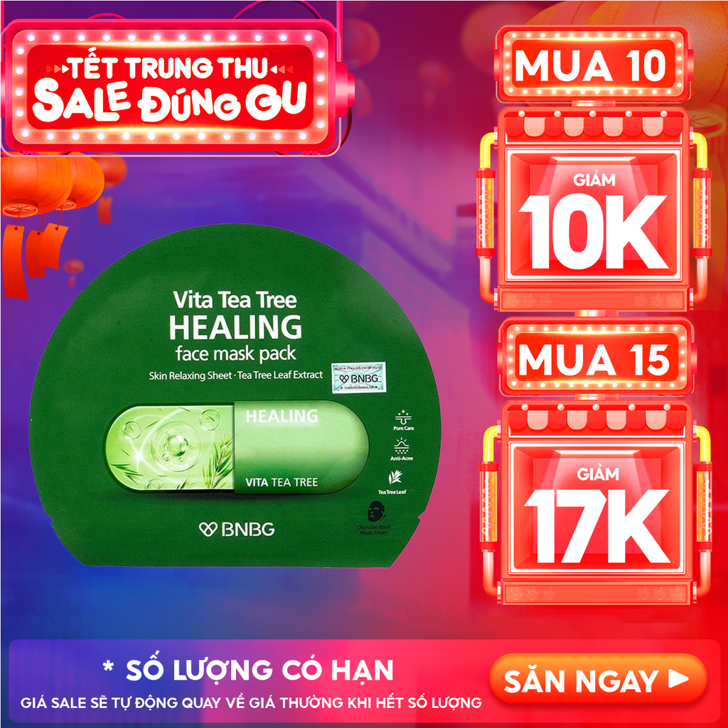 Mặt Nạ Miếng BNBG Thanh Lọc Da, Hỗ Trợ Giảm Mụn Chiết Xuất Tràm Trà Vita Tea Tree Healing Face Mask Pack 30ml
