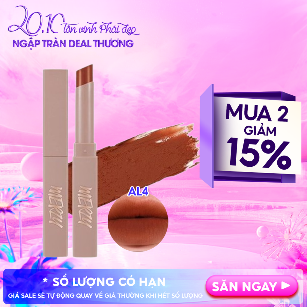 [Academia Collection] Son Thỏi Lì Merzy Lên Màu Chuẩn, Mịn Mượt Nhẹ Môi Academia Cotton Lipstick 1.8g