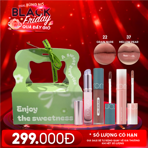  Combo Quà Tặng 20/11: Son Kem Lì Romand Zero Velvet Tint + Son Tint Lì Romand Juicy Lasting Tint + Cọ Môi Silicon + Túi Quà 