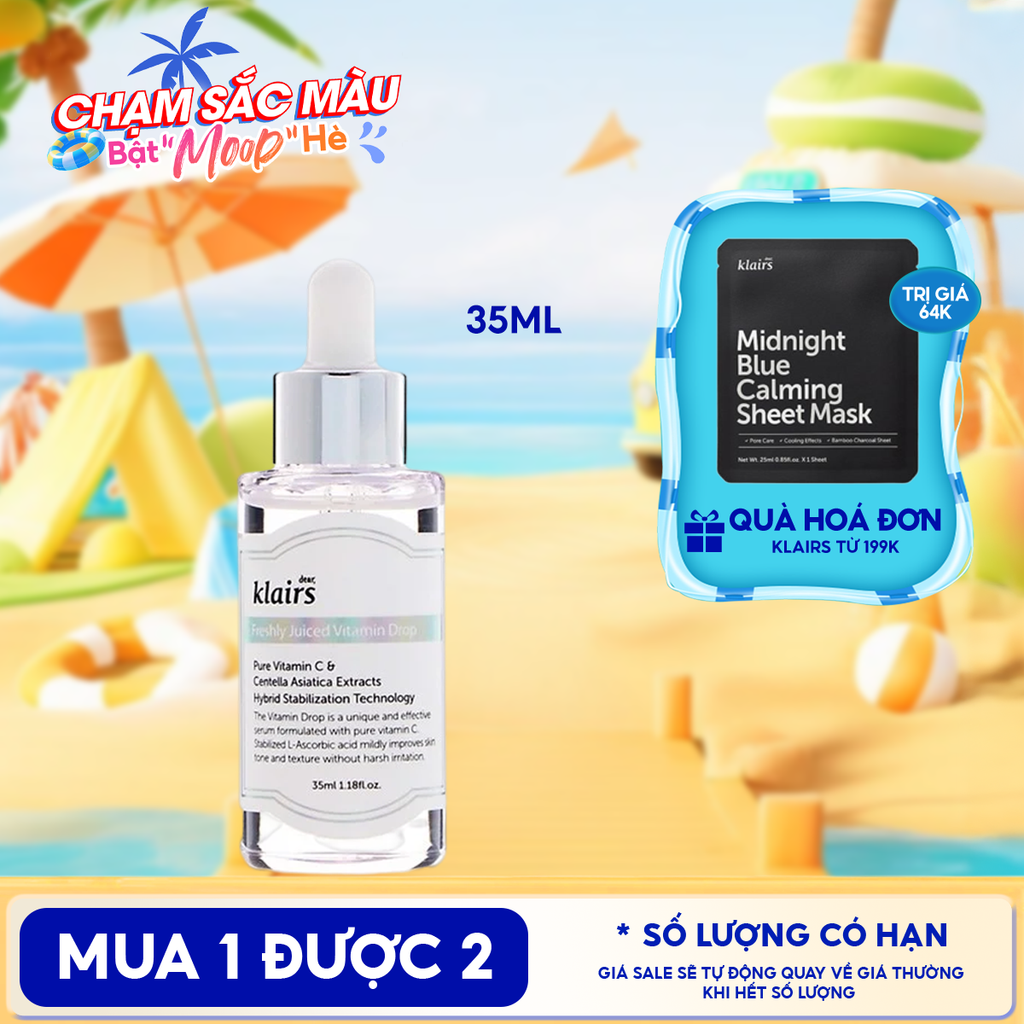 Serum Klairs Vitamin C Hỗ Trợ Dưỡng Sáng, Mờ Thâm Nám Dành Cho Da Dễ Kích Ứng Freshly Juiced Vitamin Drop 35ml